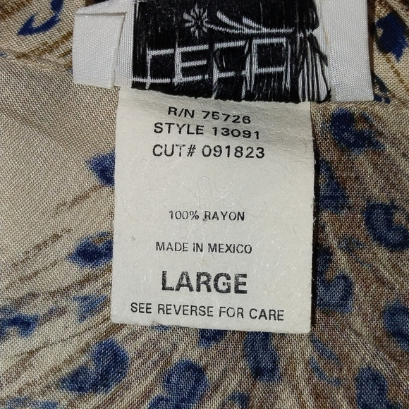 Teddi women's top button down short sleeve cream & brown Size: L - Picture 5 of 5